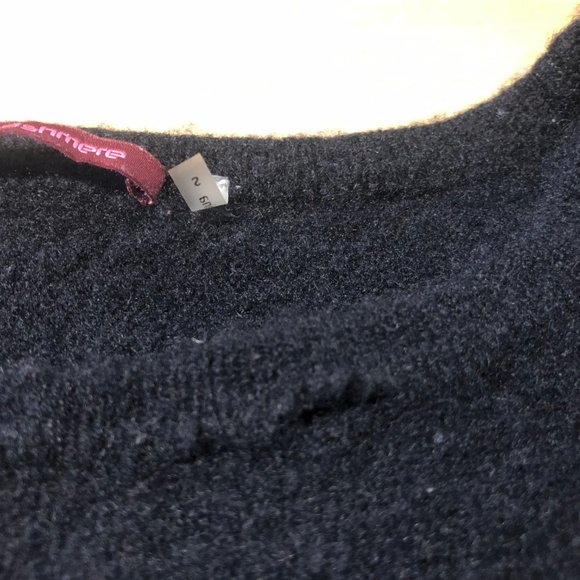 *Womens Cashmere Cashmere Black Round Hem Short Sleeve Sweater S - Picture 15 of 16